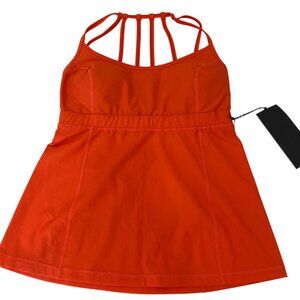 Karma Athletics Womens Strappy Back Orange Athletic Tank Top Built-In Bra Lightw